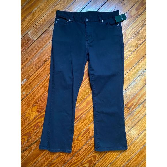 Lauren Ralph Lauren NWT Mid Rise Straight Stretch Jeans Black, Size 12, MP $115 - Picture 2 of 11